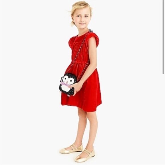 Crewcuts Girls' Smocked-Waist Dress in Black Velvet - Picture 1 of 5